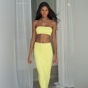 Meshki Mackenzie Yellow Bandeau Top and Skirt NWT XXL